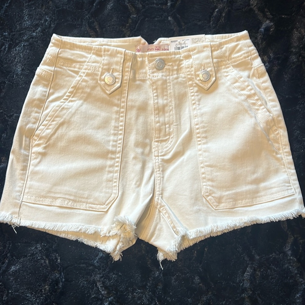 Cream denim utility shorts 3/26W